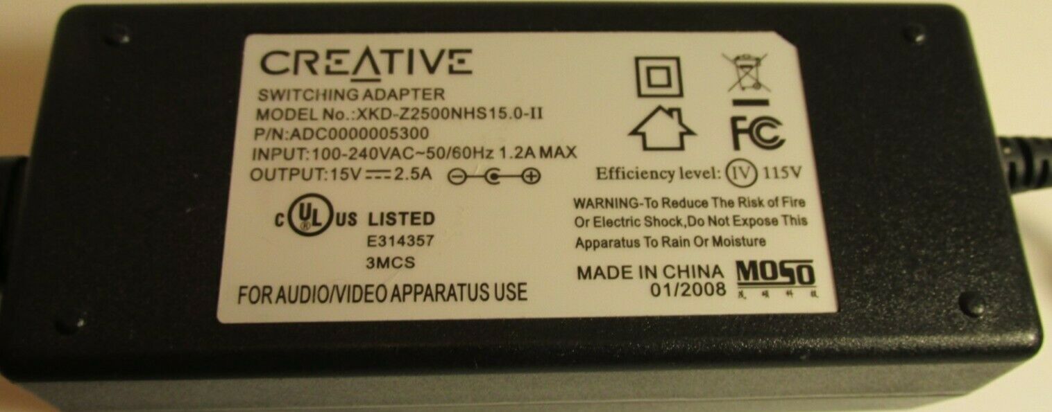 New Creative XKD-Z2500NHS15.0-II Power Supply 15V 2.5A ADC0000005300 AC DC Adapter
